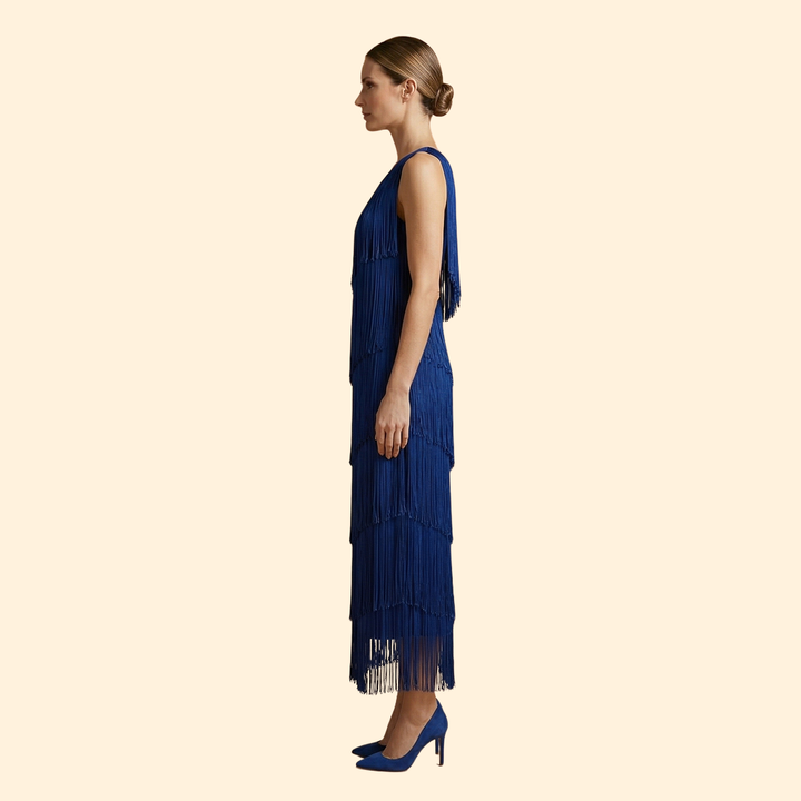 Women's One-Shoulder Dress with Fringe Detail
