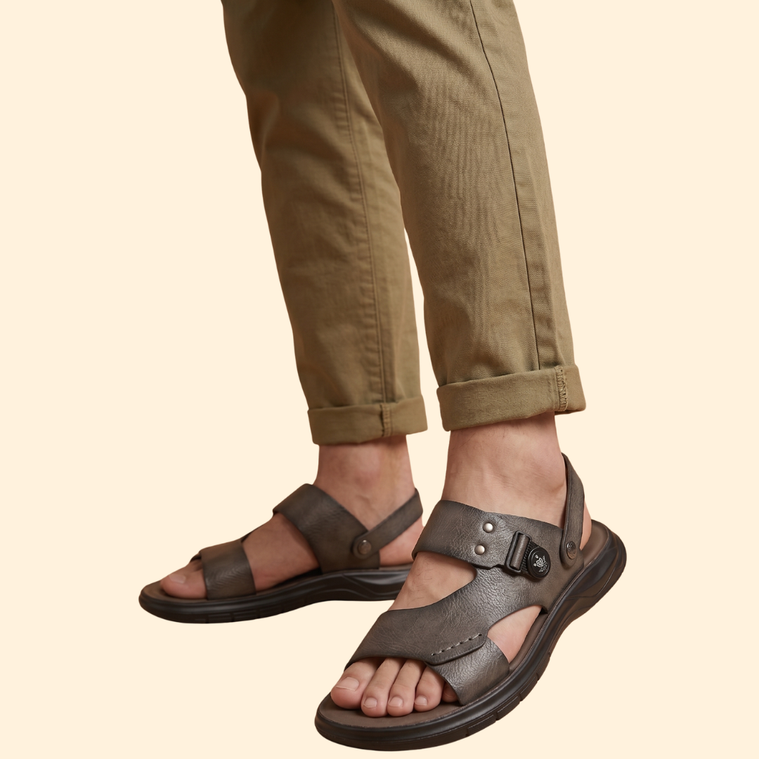 Men's Open-Toe Sandals with Textured Rubber Sole