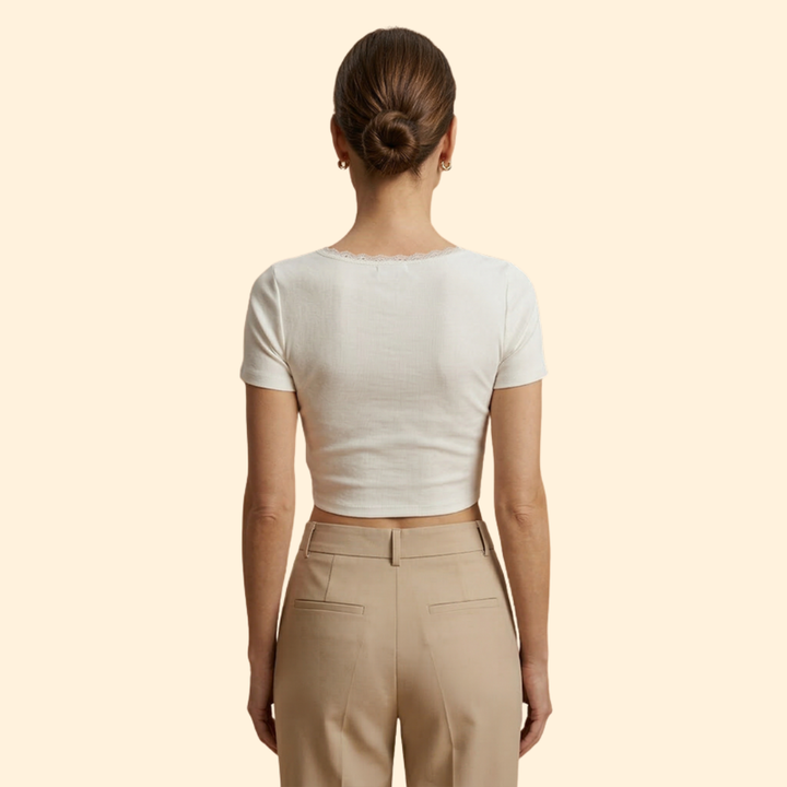 Women’s Top with Lace Trim and Square Neck