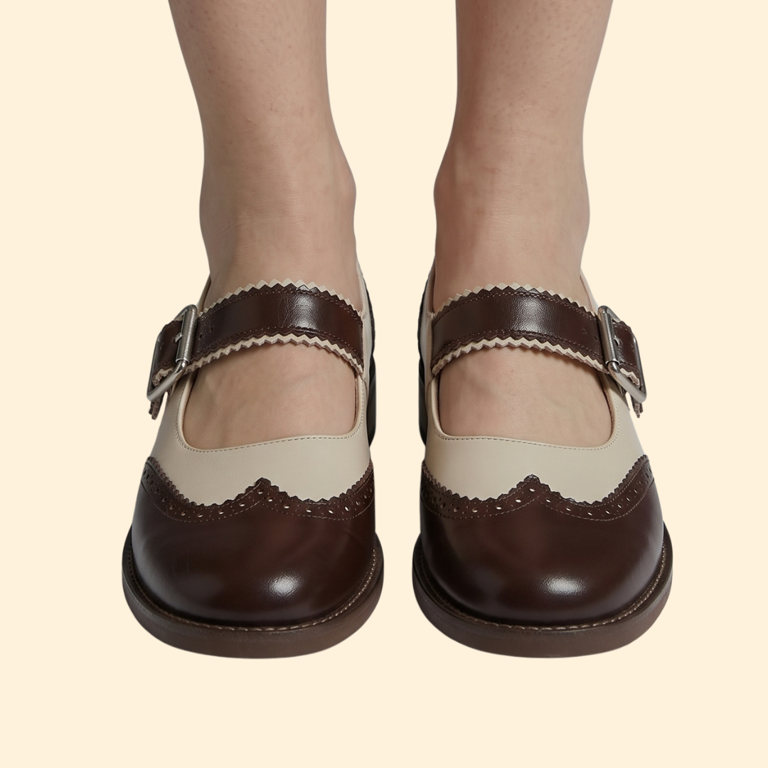 Women’s Two-Tone Shoes with Buckle
