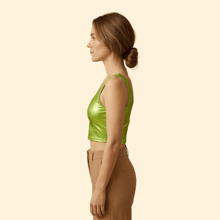 Women’s Sleeveless Top with Glossy Texture