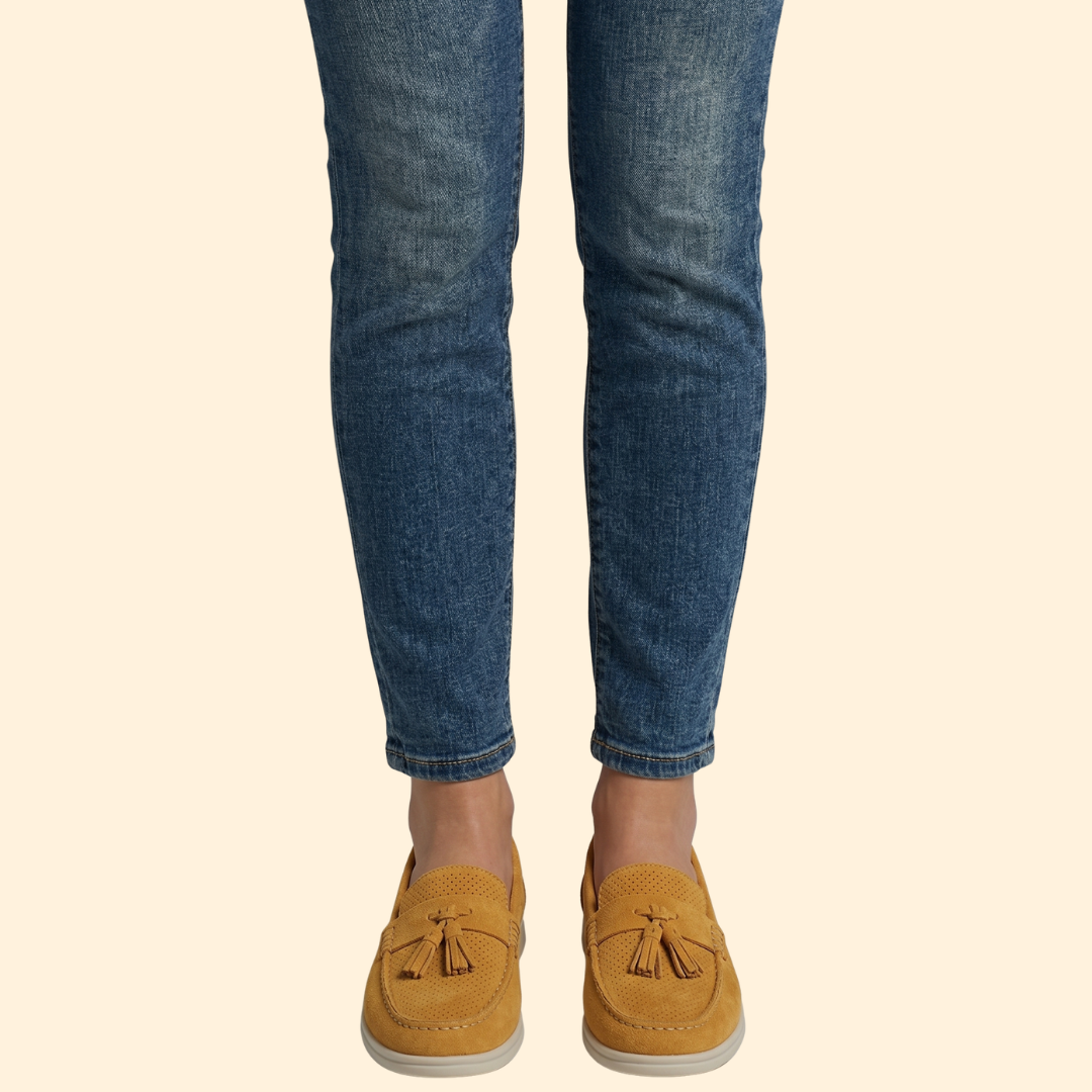 Women’s Suede Loafers with Metallic Ring Tassels