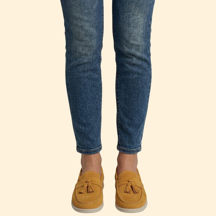 Women’s Suede Loafers with Metallic Ring Tassels