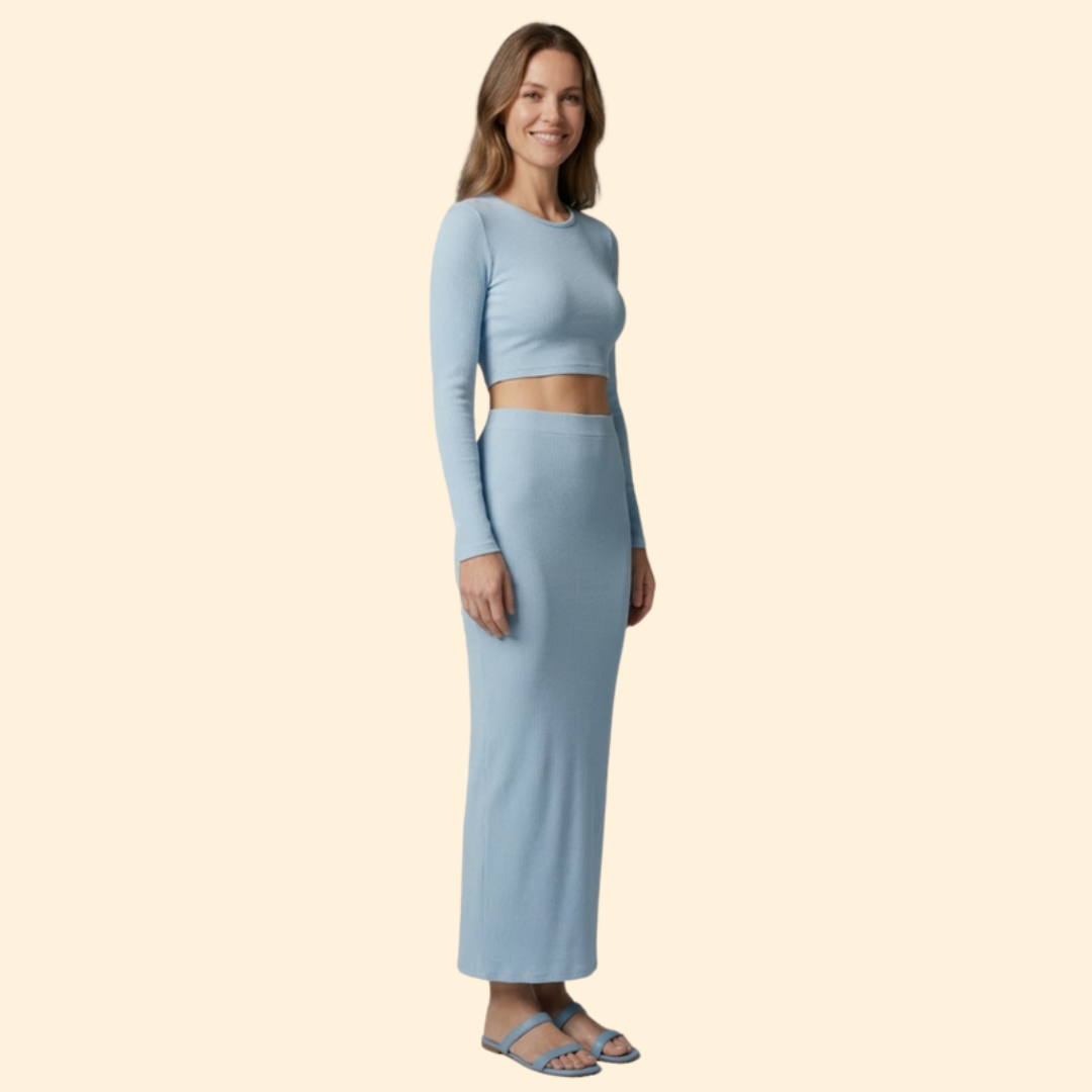 Women’s Long Maxi Skirt with Fitted Crop Top