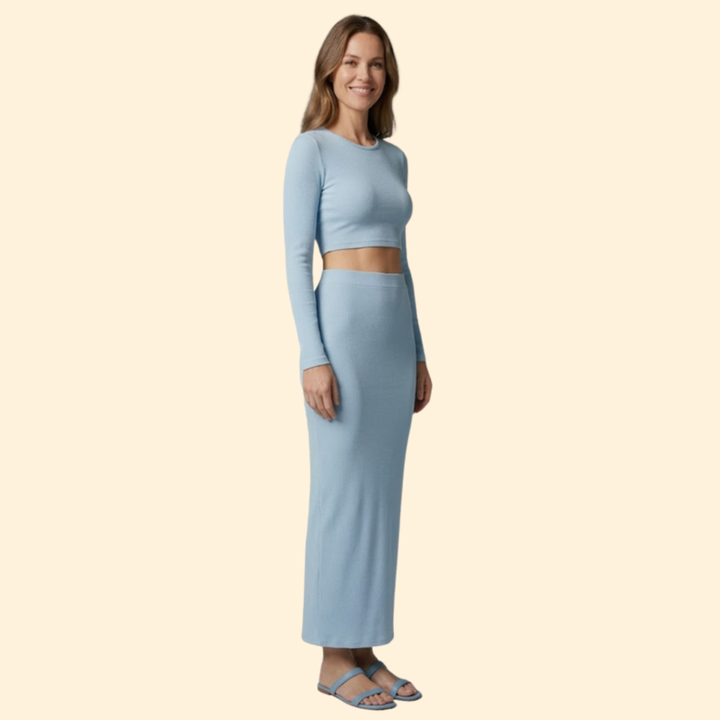 Women’s Long Maxi Skirt with Fitted Crop Top