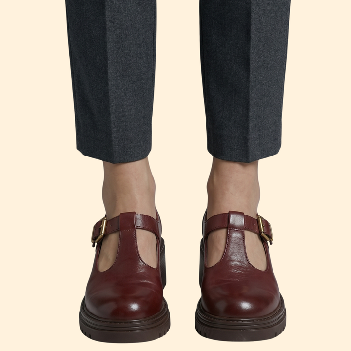 Women's Chunky Pumps with T-Strap