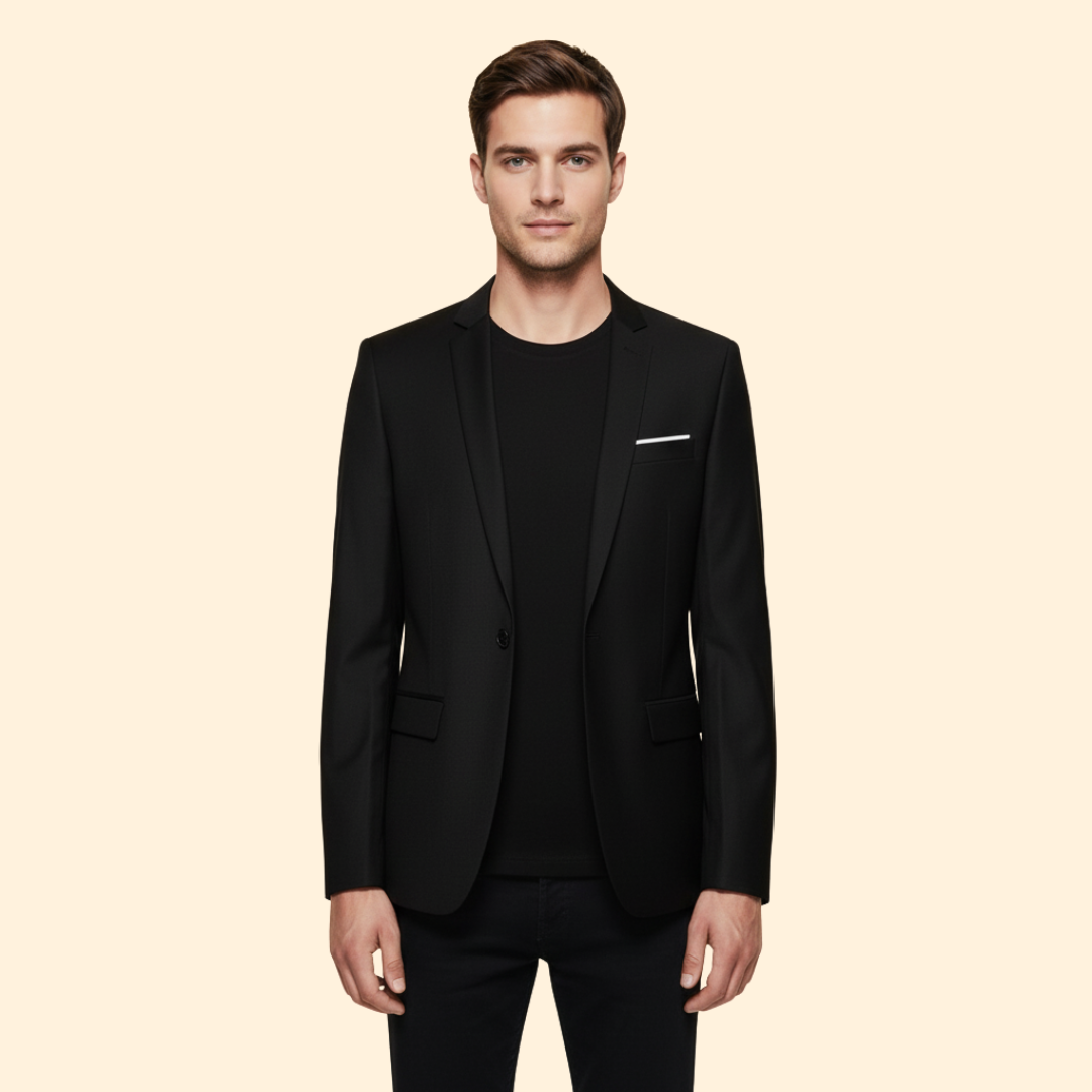 Men’s Blazer with Single Button Closure