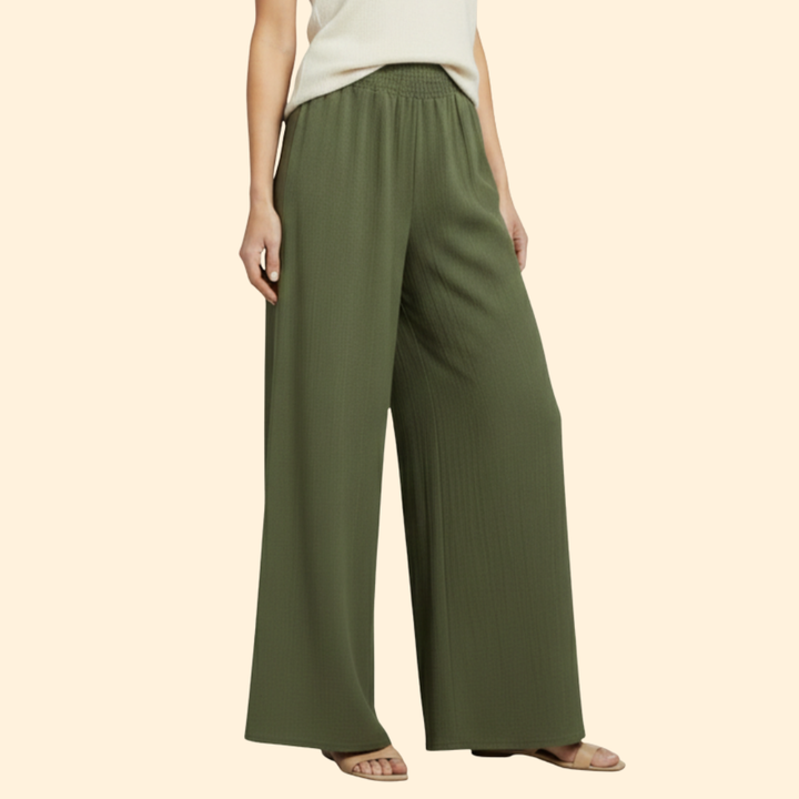 Women’s Wide Leg Pants with Smocked Waist