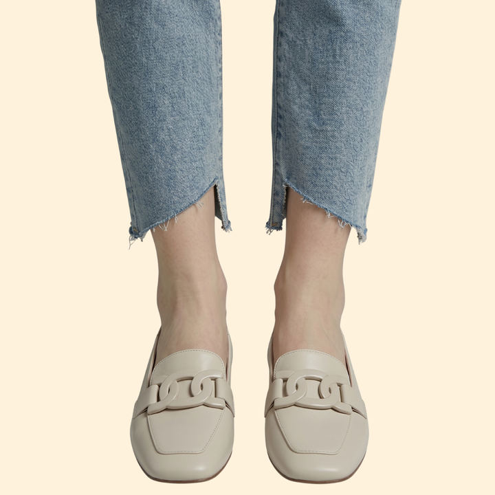Women’s Block Heel Loafers with Chain Detail