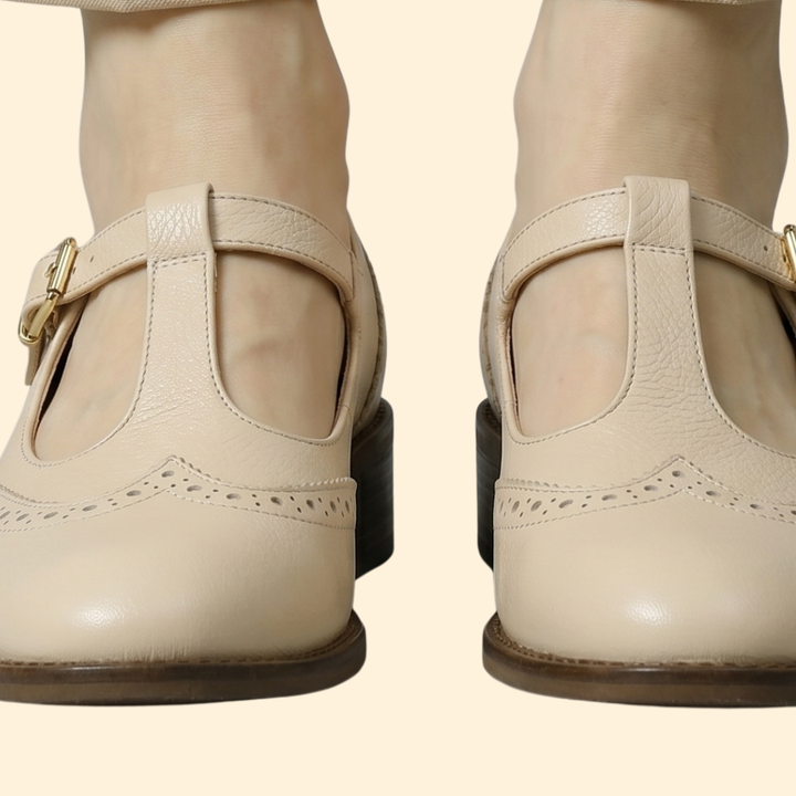 Women’s T-Strap Shoes with Gold-Tone Buckle