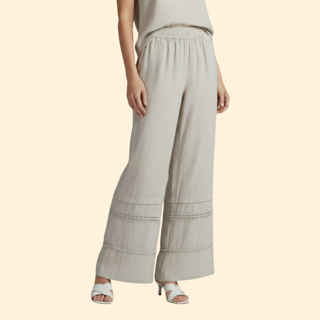 Women’s Palazzo Pants with Wide Leg and Elastic Waist