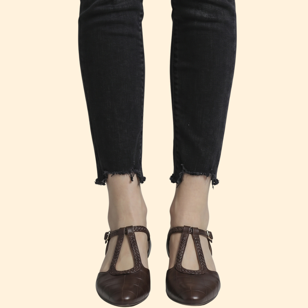Women’s T-Strap Shoes with Buckle