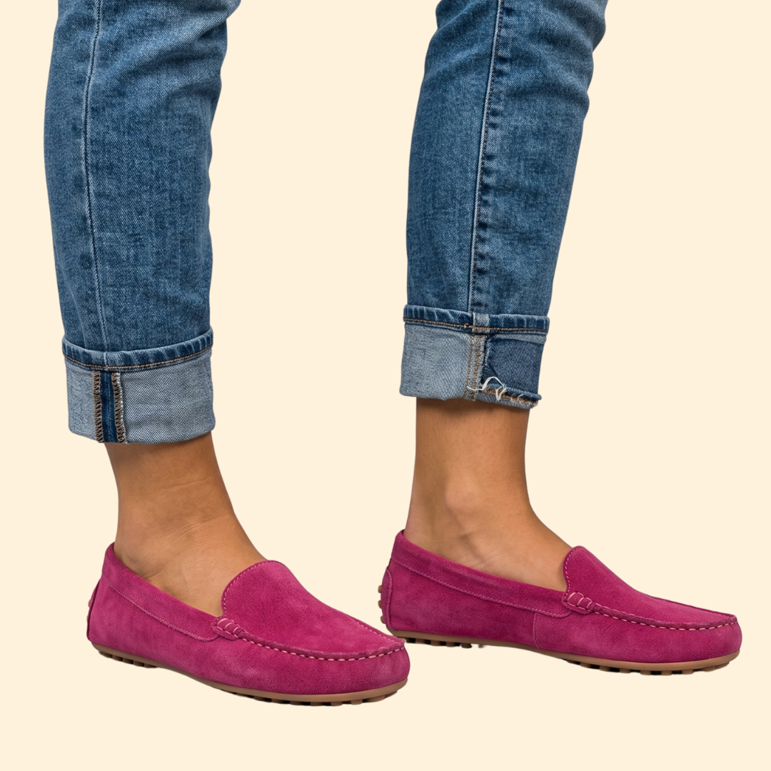 Women's Suede Loafers with Whipstitch