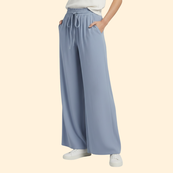 Women’s Palazzo Pants with Elastic Drawstring Waist