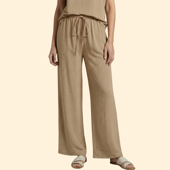Women’s Relaxed Fit Palazzo Pants with Drawstring Waist