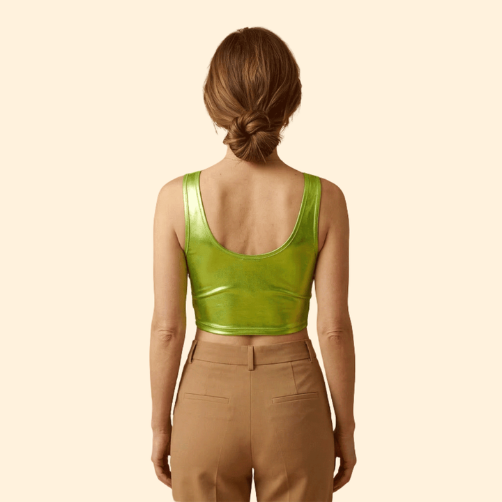 Women’s Sleeveless Top with Glossy Texture