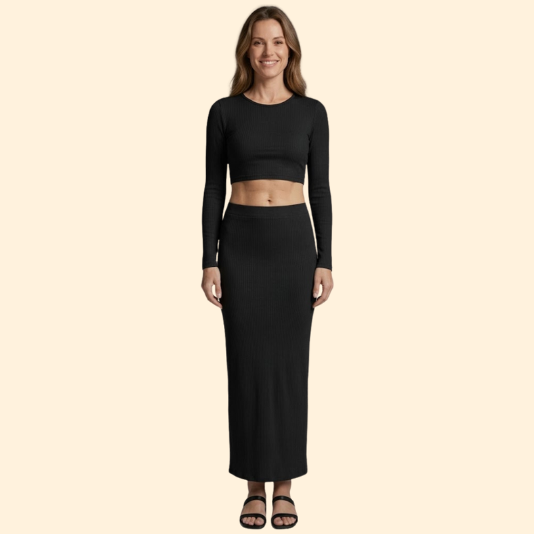 Women’s Long Maxi Skirt with Fitted Crop Top