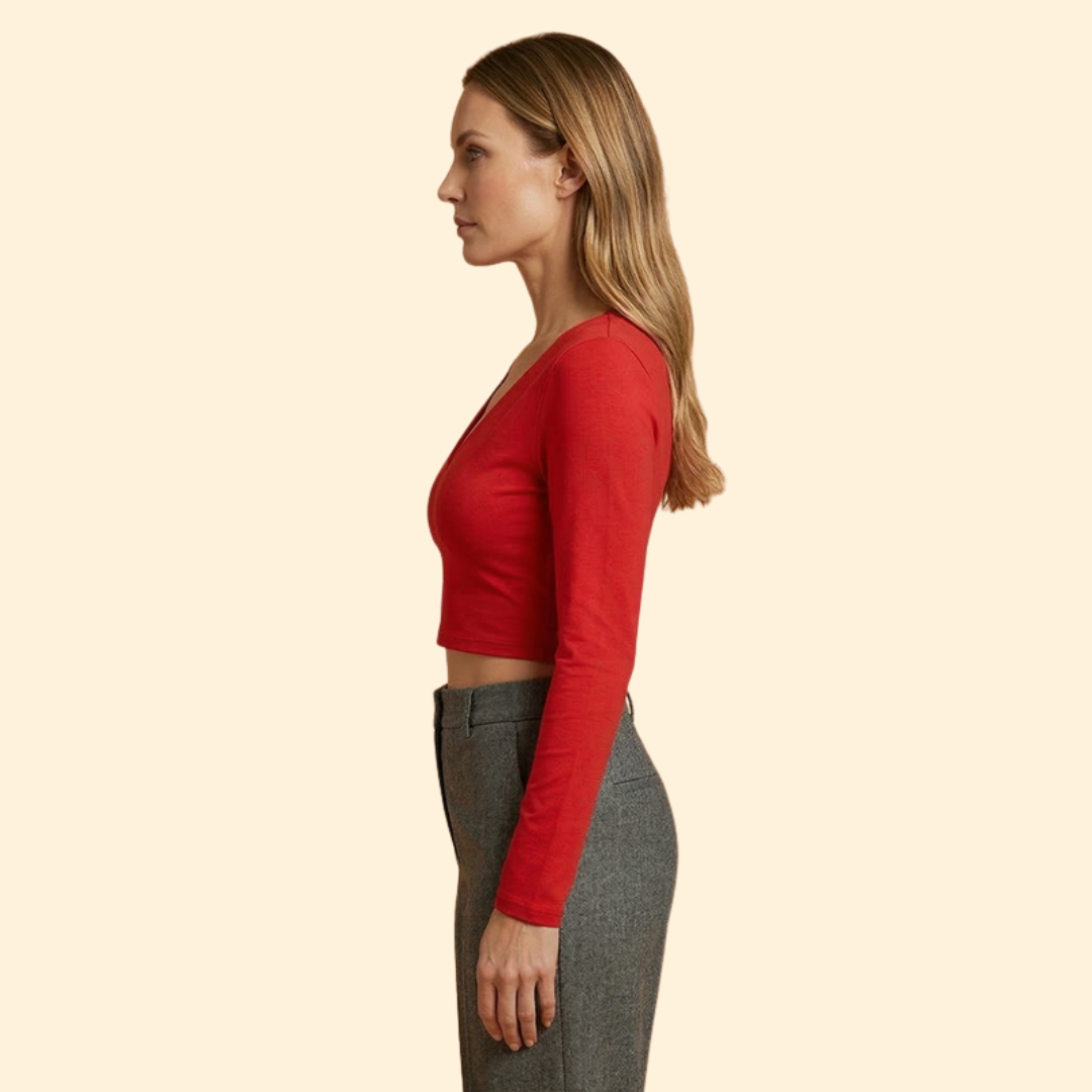 Women’s Long Sleeve Top with Deep V-neck