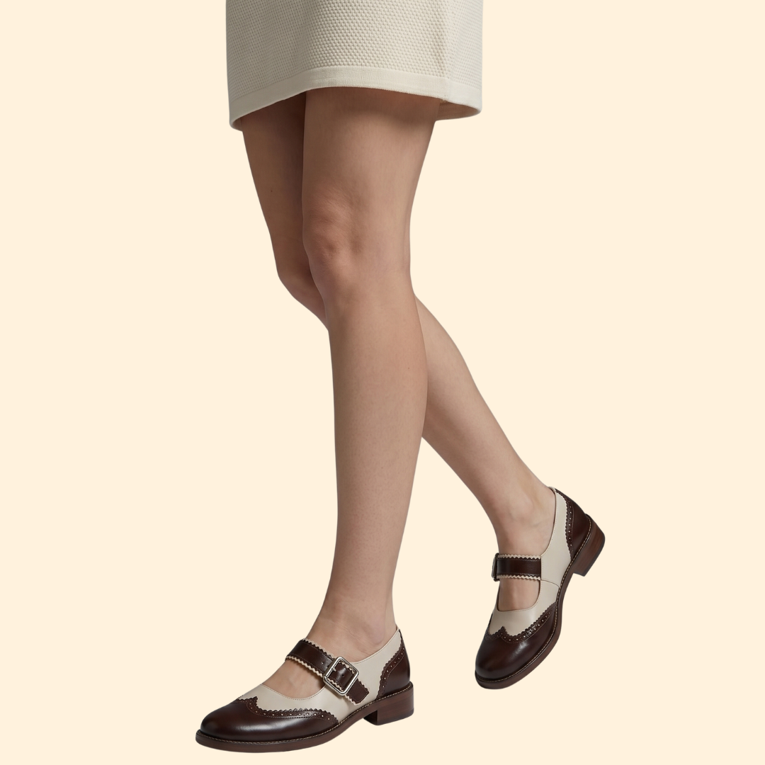 Women’s Two-Tone Shoes with Buckle