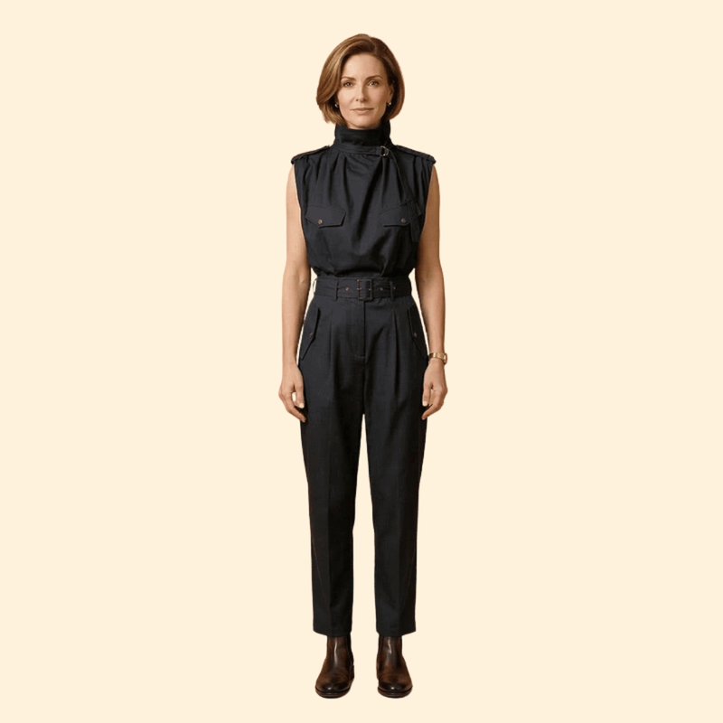Women’s Stylish Jumpsuit with Pleated Front Design