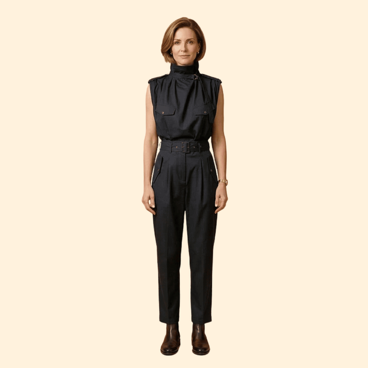 Women’s Stylish Jumpsuit with Pleated Front Design