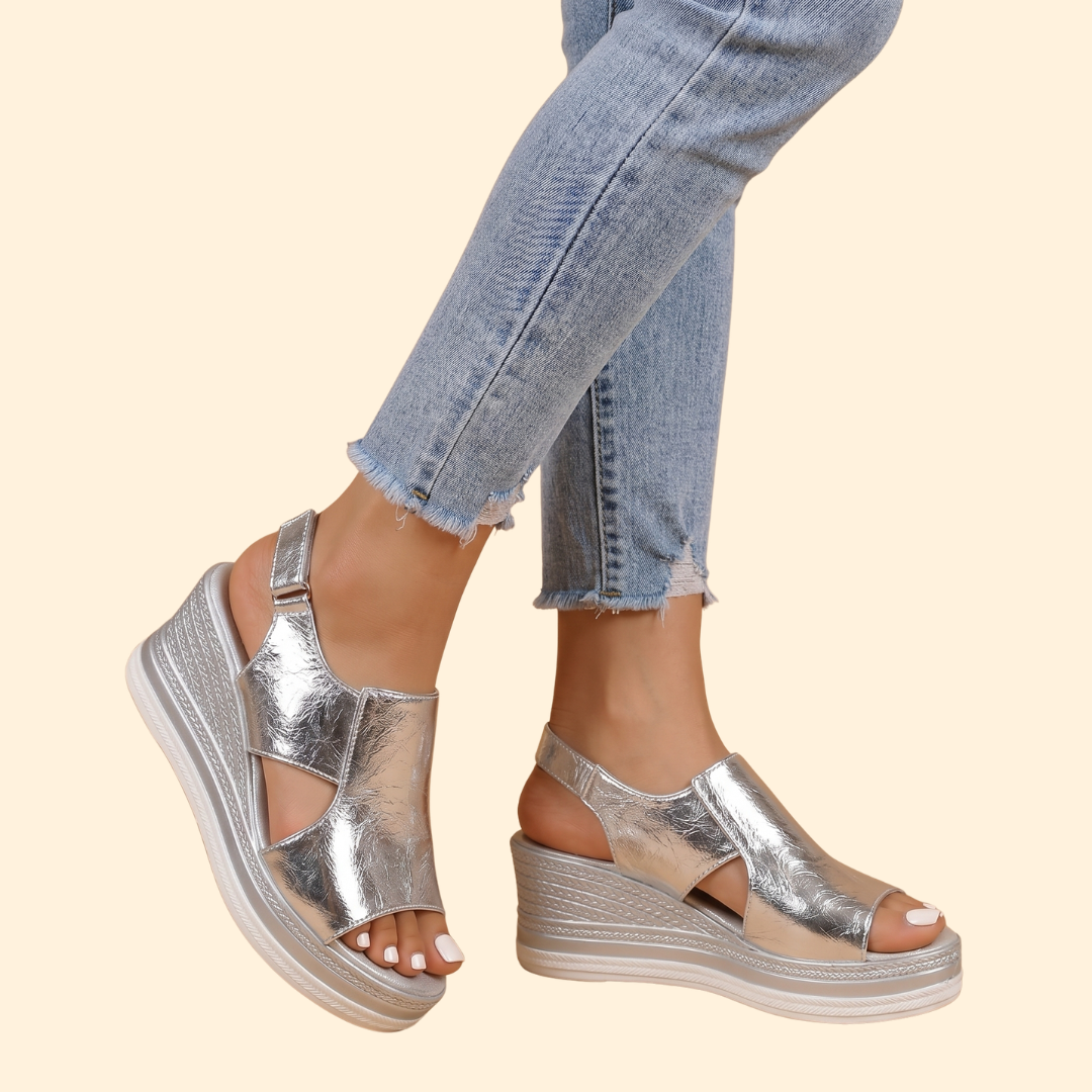 Women's Orthopedic Sandals with Metallic Finish