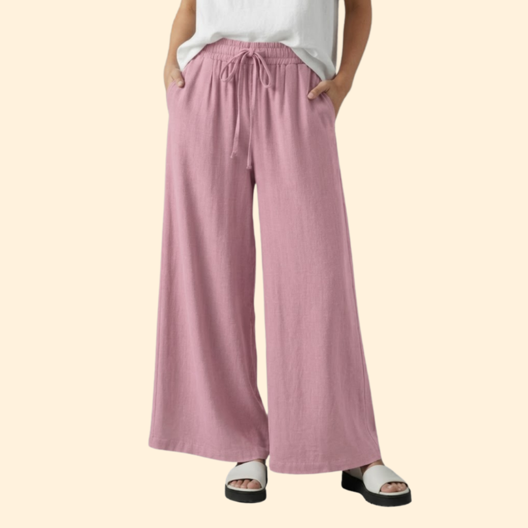 Women’s Palazzo Pants with Elastic Waist and Pockets