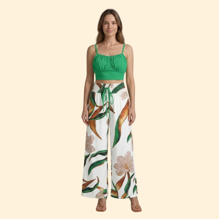 Women’s Casual Set with Smocked Waist Pants