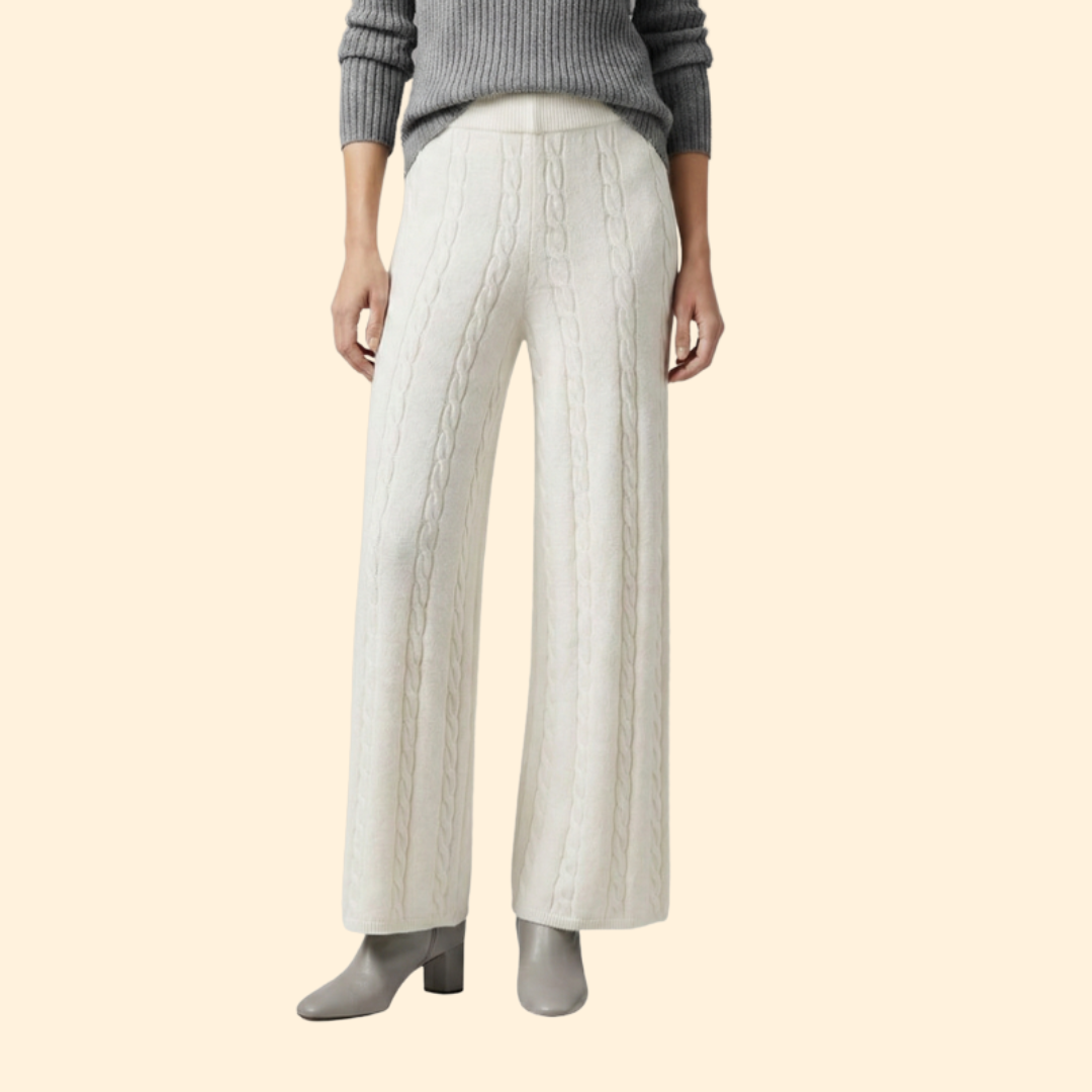 Women’s Knit Palazzo Pants with Cable Knit Pattern