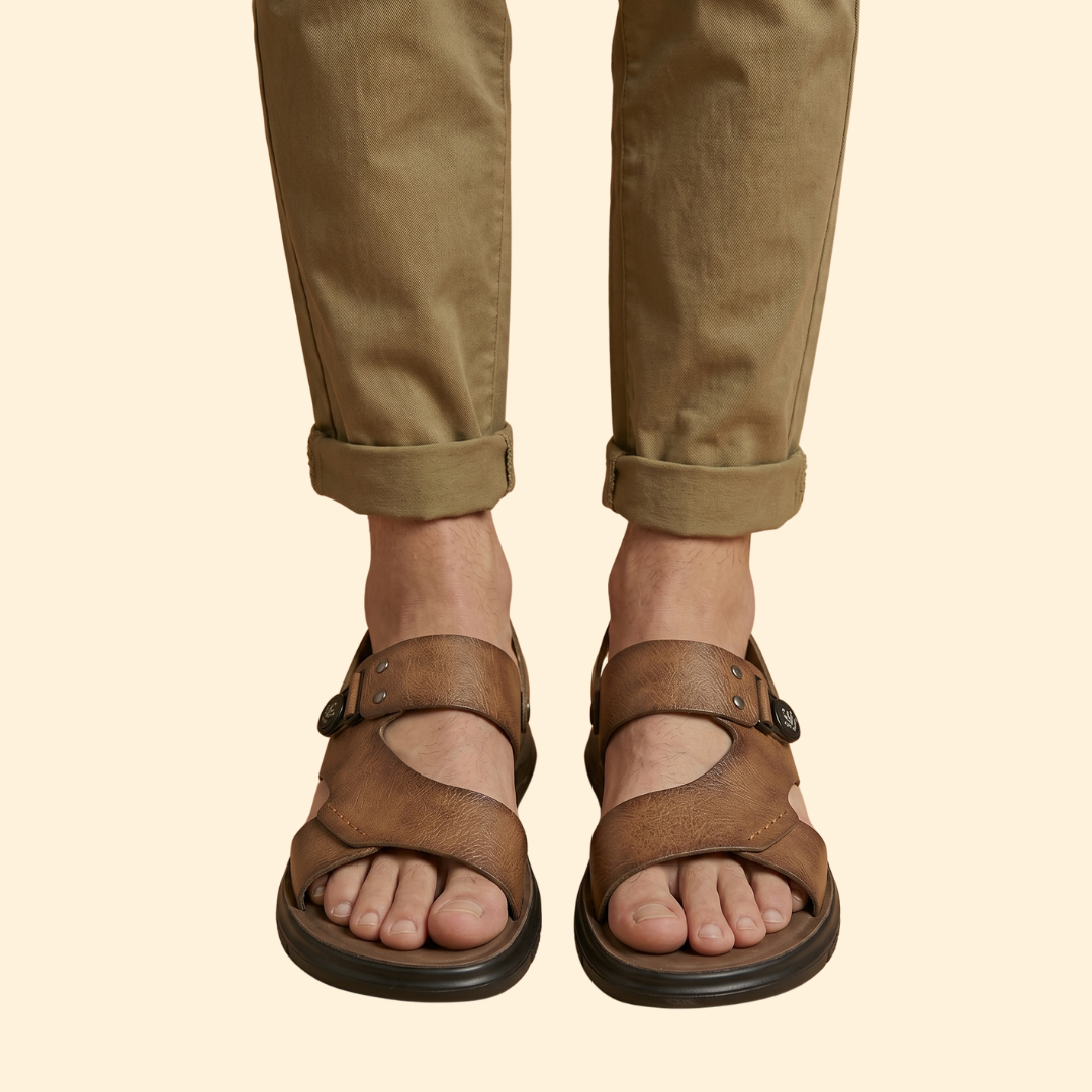 Men's Open-Toe Sandals with Textured Rubber Sole