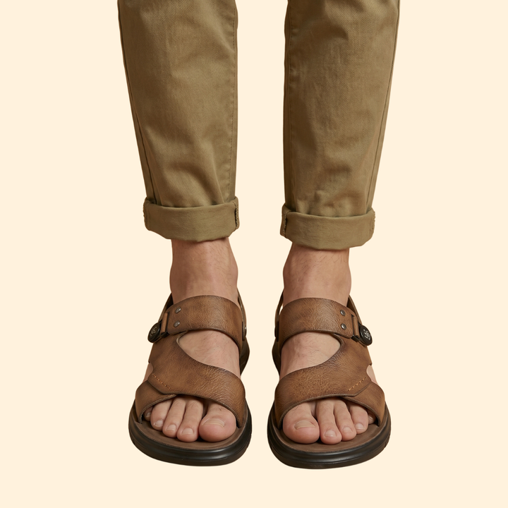 Men's Open-Toe Sandals with Textured Rubber Sole
