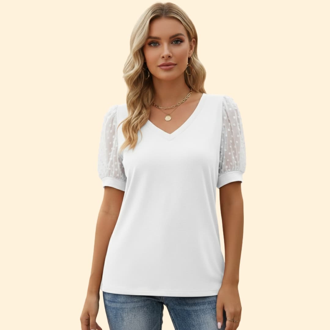Women’s Casual T-Shirt with Puff Sleeve Design