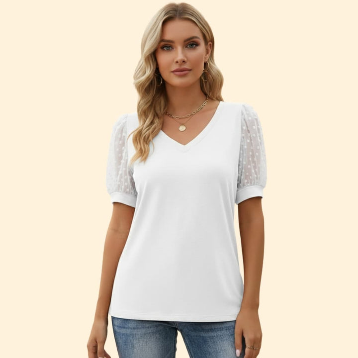 Women’s Casual T-Shirt with Puff Sleeve Design