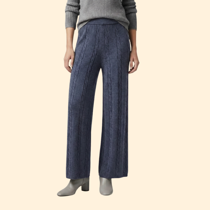 Women’s Knit Palazzo Pants with Cable Knit Pattern