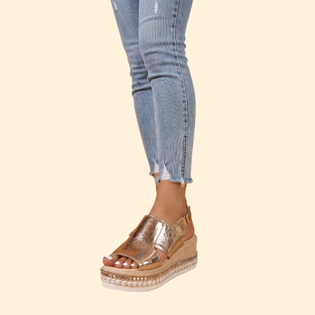 Women's Orthopedic Sandals with Metallic Finish