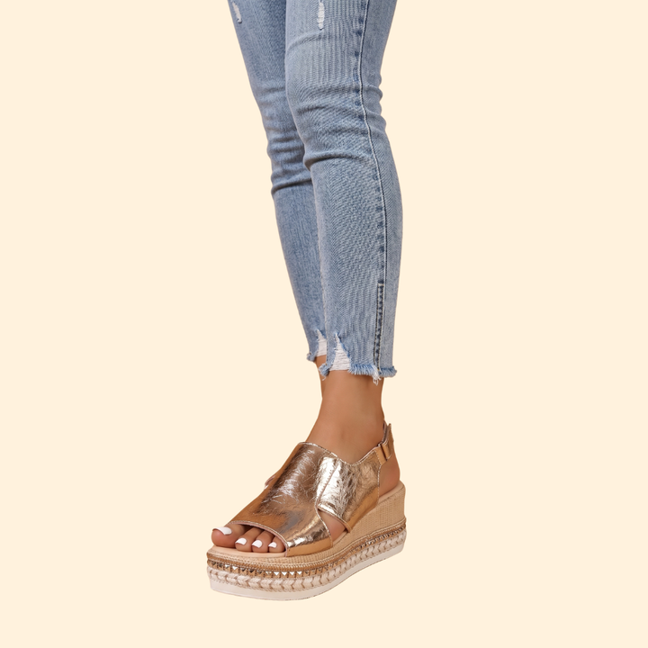 Women's Orthopedic Sandals with Metallic Finish