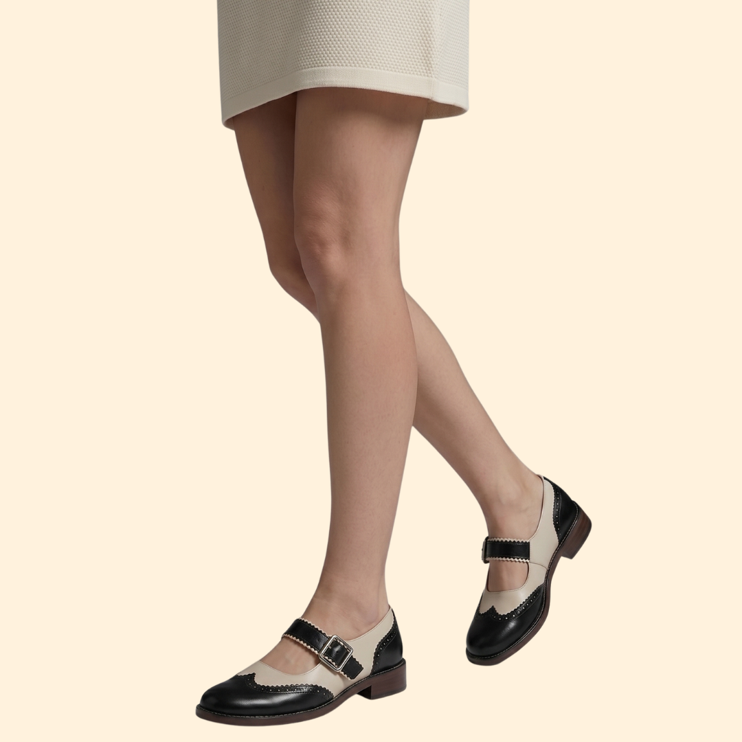Women’s Two-Tone Shoes with Buckle