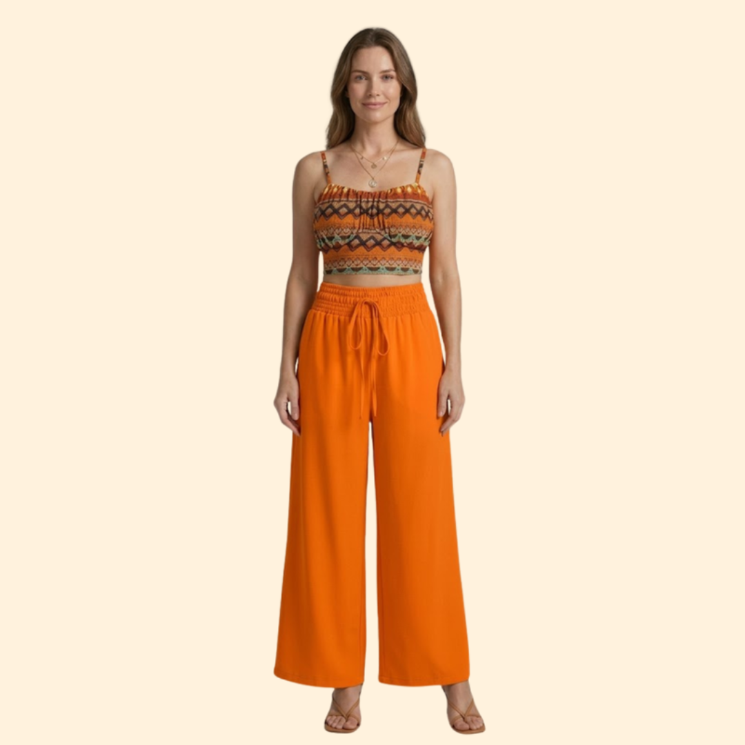 Women’s Casual Set with Smocked Waist Pants
