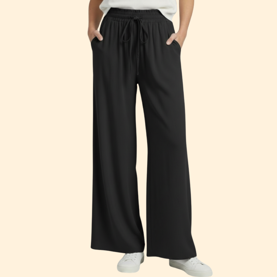 Women’s Palazzo Pants with Elastic Drawstring Waist