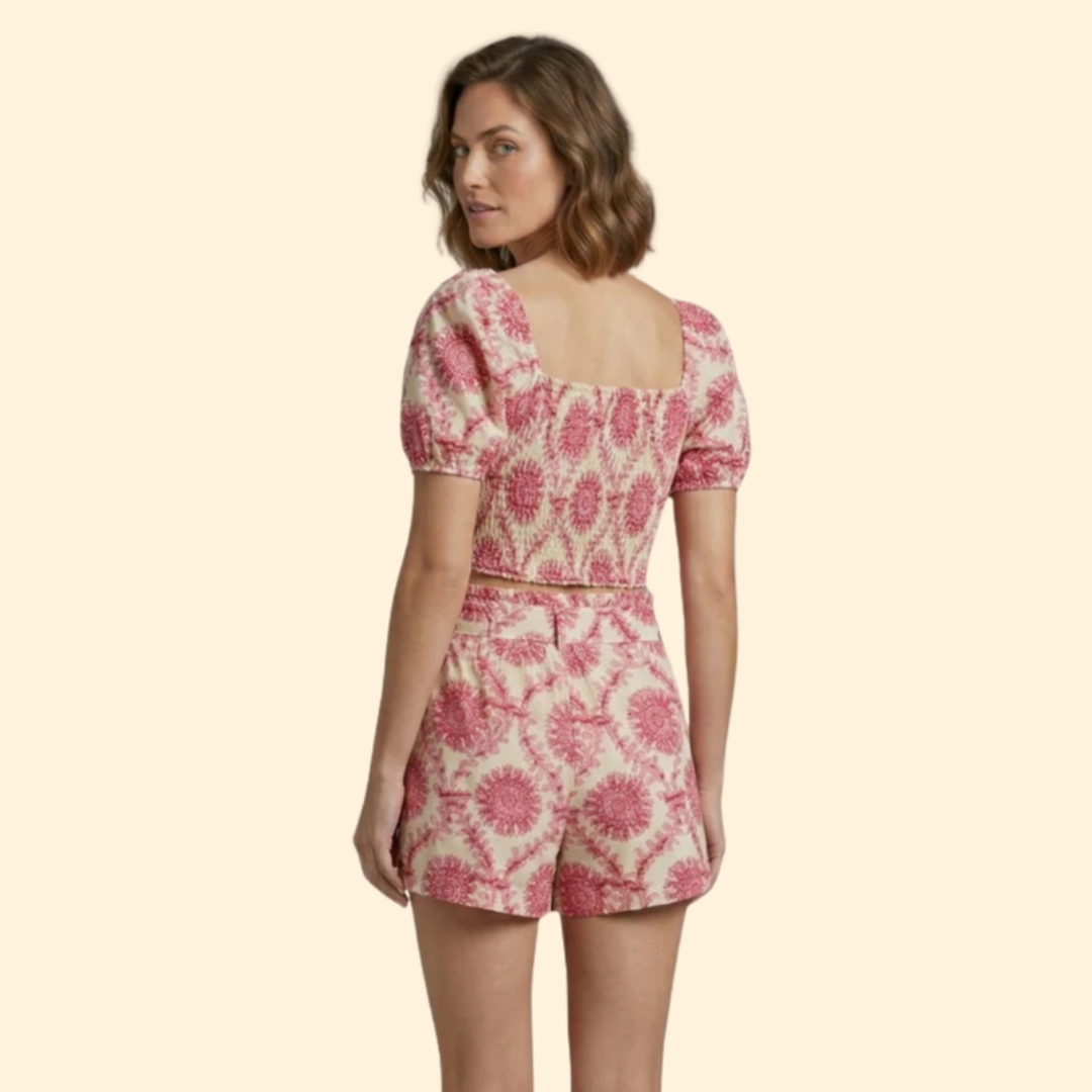 Women’s Crop Top and Shorts Set with Tie Waist