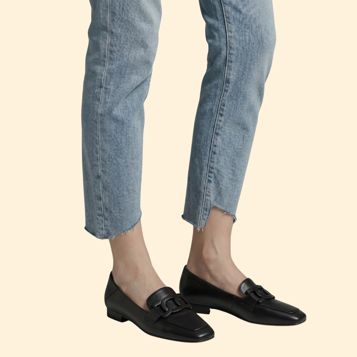 Women’s Block Heel Loafers with Chain Detail