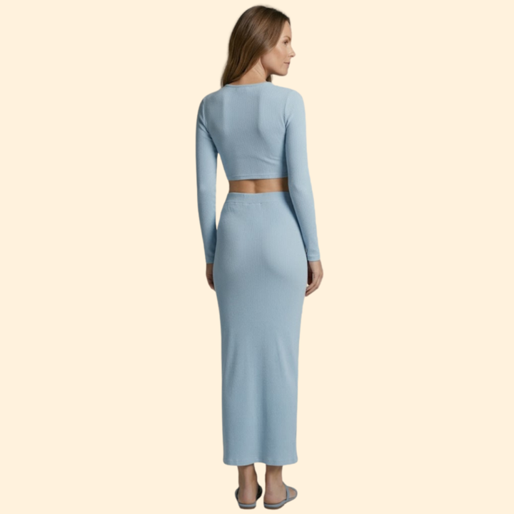 Women’s Long Maxi Skirt with Fitted Crop Top