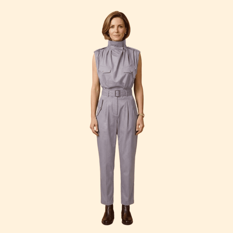Women’s Stylish Jumpsuit with Pleated Front Design
