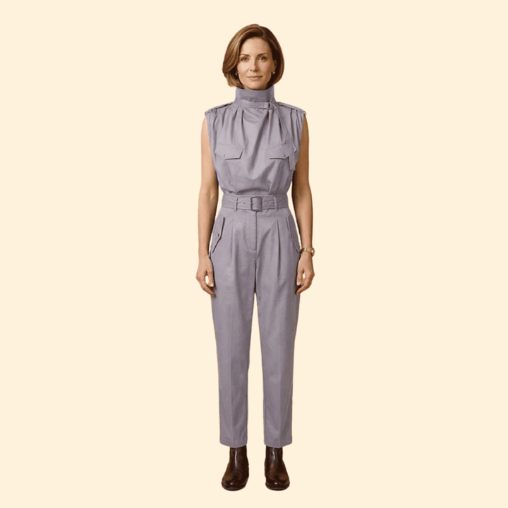 Women’s Stylish Jumpsuit with Pleated Front Design