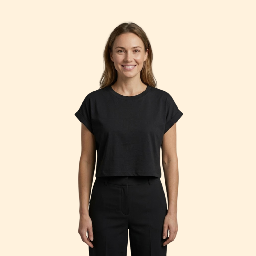 Women’s Casual Crop Top with Relaxed Fit