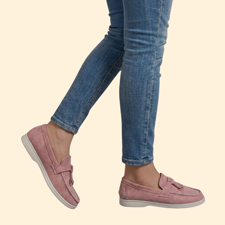 Women’s Suede Loafers with Metallic Ring Tassels