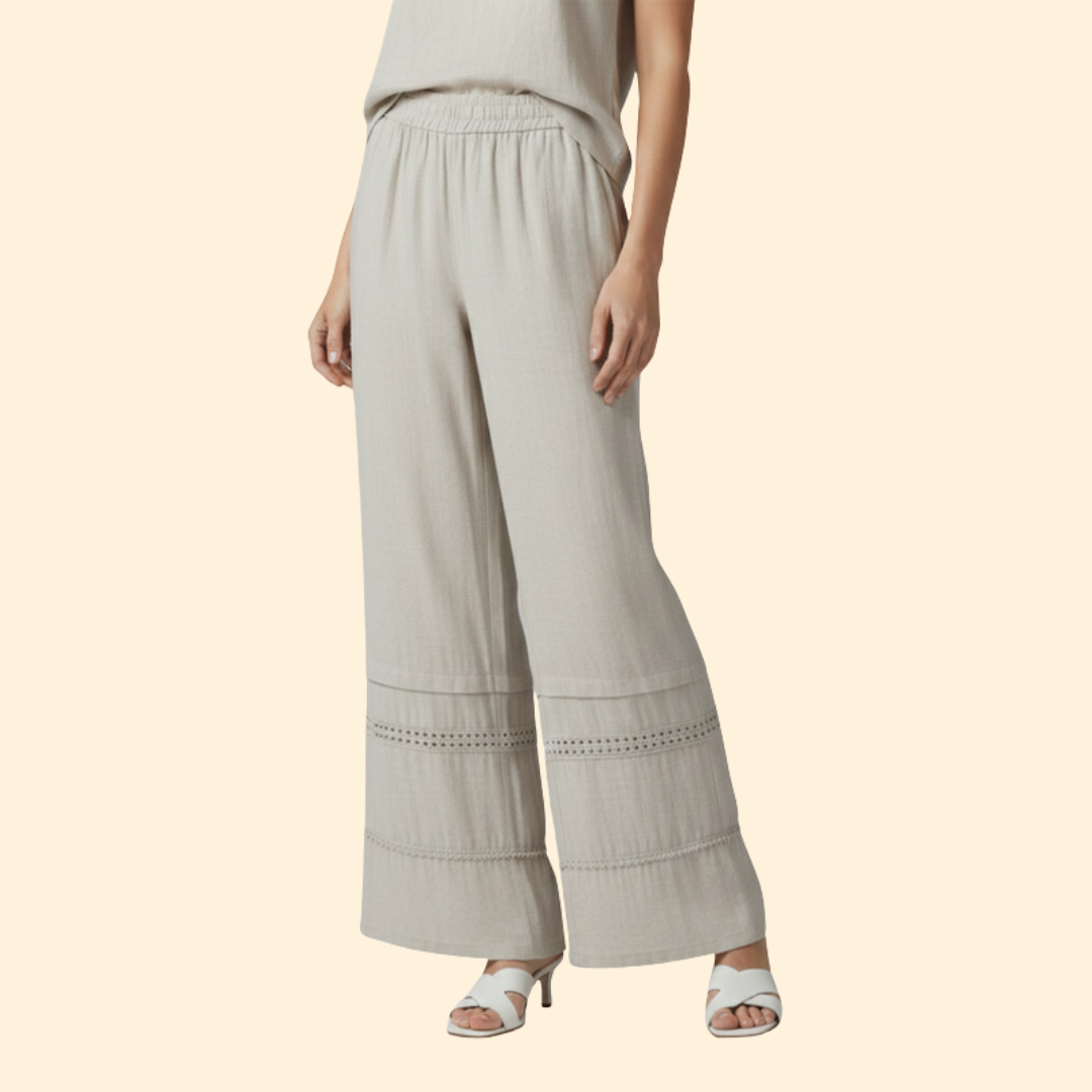 Women’s Palazzo Pants with Wide Leg and Elastic Waist