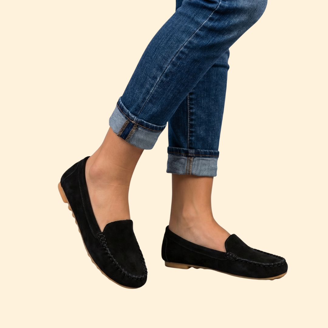 Women's Suede Loafers with Whipstitch