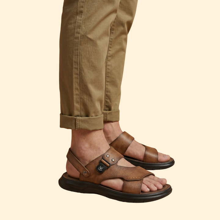 Men's Open-Toe Sandals with Textured Rubber Sole