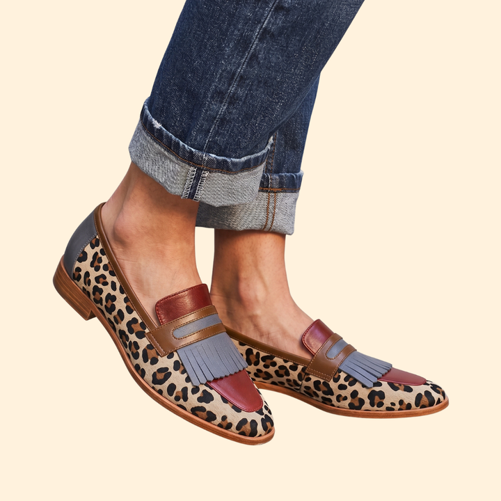 Women’s Leather Loafers with Leopard-Print